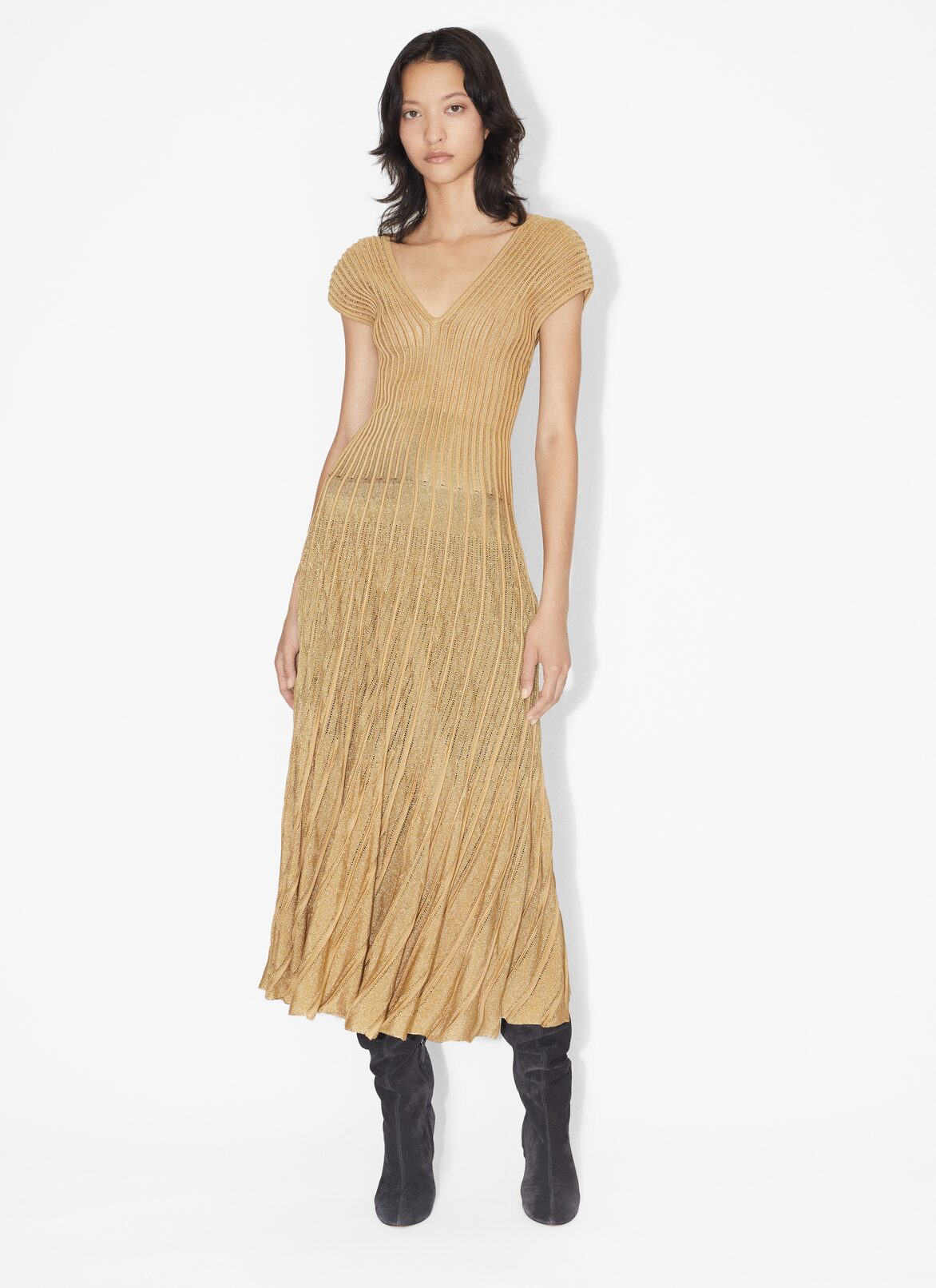 Ribbed lurex dress ALAÏA GOLD RIBBED LUREX DRESS